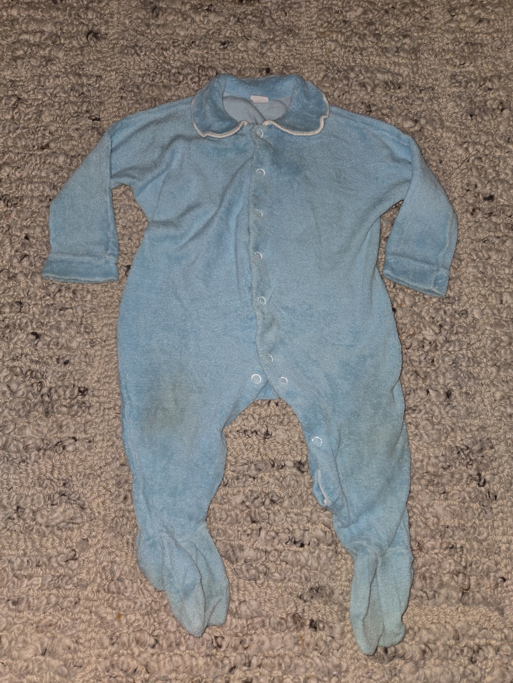 Vintage Carter's Light Blue Footed One-Piece Pajama with Collar